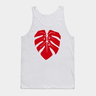 Burgundy Red Monstera Leaf Tank Top